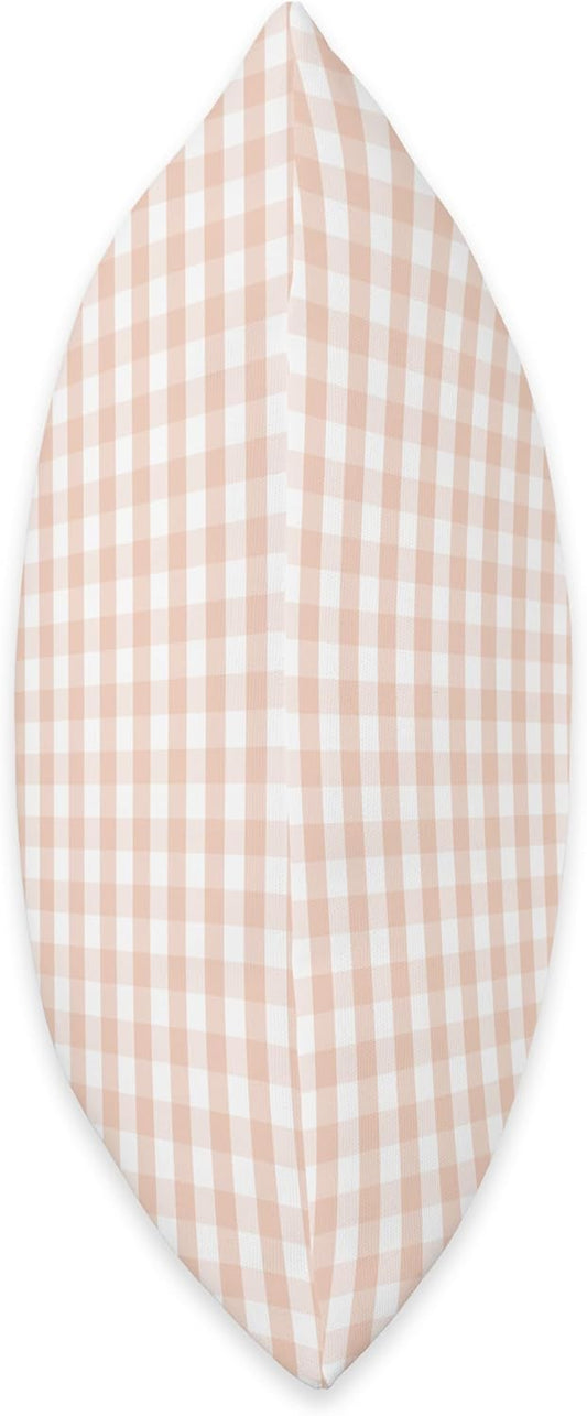 White and Peach Pastel Color Gingham Check Throw Pillow