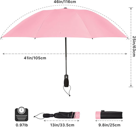 G4Free 46 Inch Inverted Umbrella Windproof Travel Umbrella for Rain & Sun | Black Coating UV Protection, Strong 8 Ribs, Auto Open/Close, Reverse Folding Umbrella with Non-Slip Grip, Fits Car & Backpack