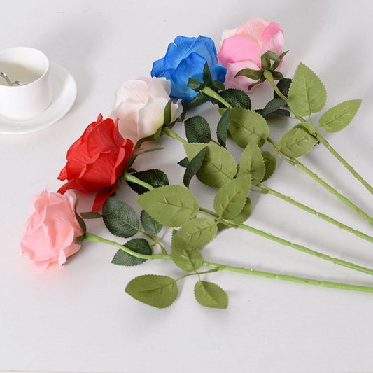 Artificial Silk Rose Stem, 16.8 inches, Single Long Stem Flower for Home Decor, Table Centerpiece Arrangement Valentine's Day Gift (Pink)