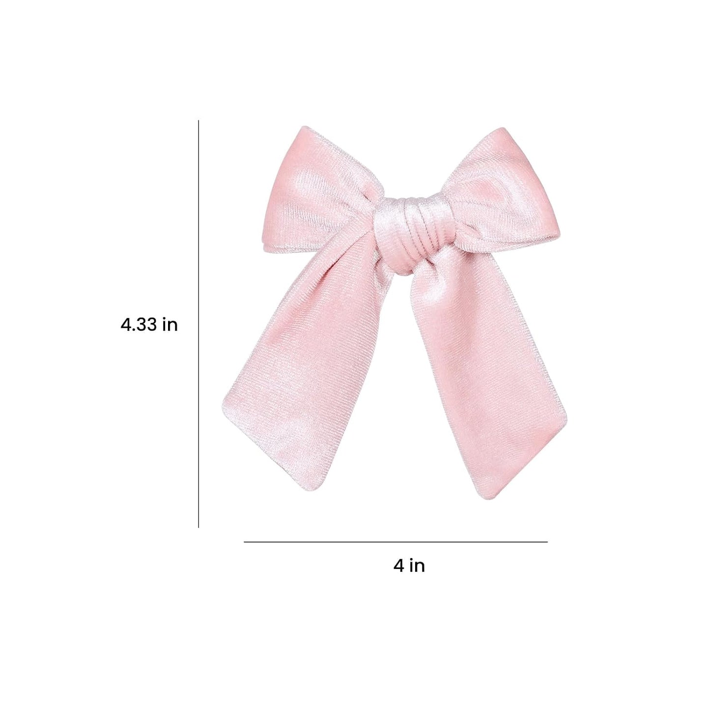 2pc Light Pink Hair Bows 4" Soft Velvet Ribbon Bowknot Alligator Clip for Teen Toddler Baby Girls Kids Women Birthday Tutu Dress Ponytail Decor Accessory Valentines Gift