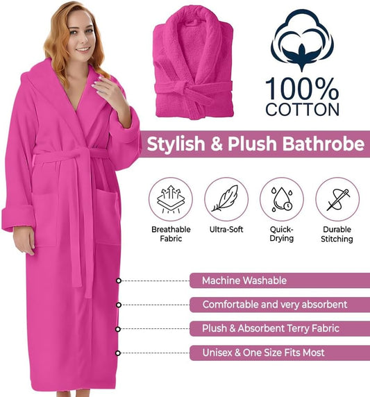 KAHAF COLLECTION Cotton Terry Robes for Women and Men, Terry Shawl Collar Bathrobe, ONE SIZE - UNISEX Men & Women Spa Robe