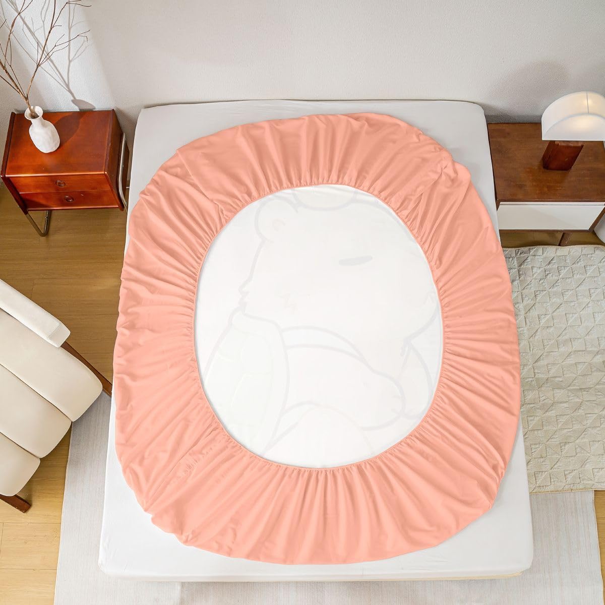 Manfei Cartoon Capybara Bed Sheet Turtle Shell Kawaii Bedding Sets (1 Fitted,1 Flat,2 Pillowcases) Lazy Cute Animal Luxury Deep Pocket Bed Sheets Kids Boys Girls Queen Peach Pink