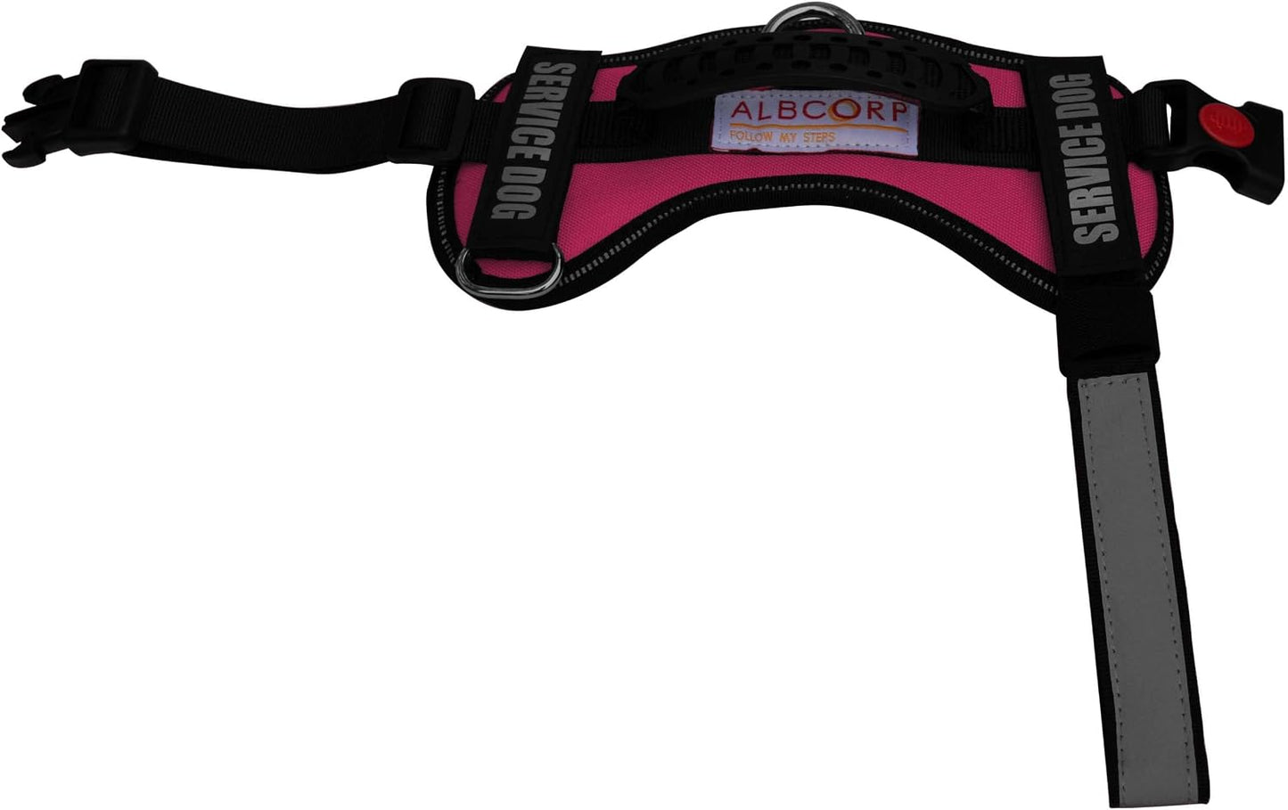 ALBCORP Service Dog Vest Harness – Reflective Service Animal Vest, No-Pull Harness with Handle & Mesh Padding – Sizes XXS-XL for Puppies – 2 Removable Service Patches Included (Extra Small, Pink)