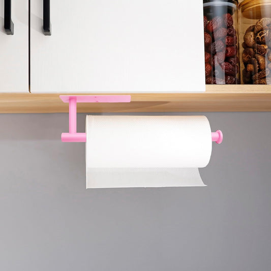 Pink Paper Towel Holder, Self Adhesive Paper Towels Roll Holders Under Cabinet, Stainless Steel Wall Mount Towel Paper Holder for Kitchen, Bathroom