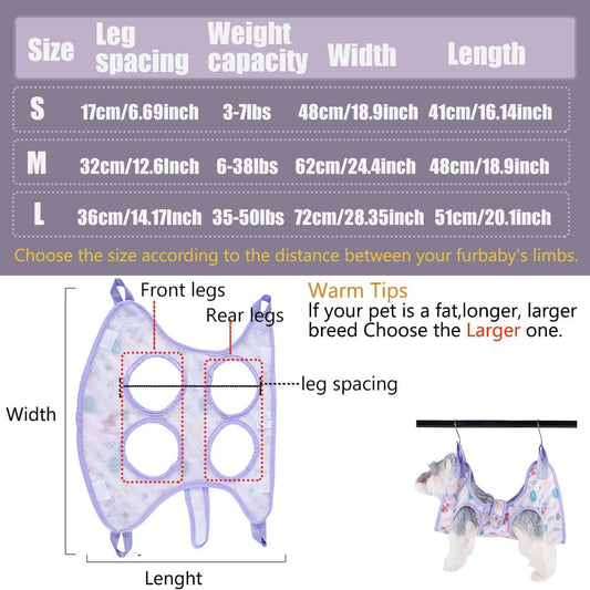 AIO Cat & Dog Restraint Sling for Nail Trimming Foldable Dog Grooming Supet Relaxation Hammock Harness for Pet Grooming S Pink