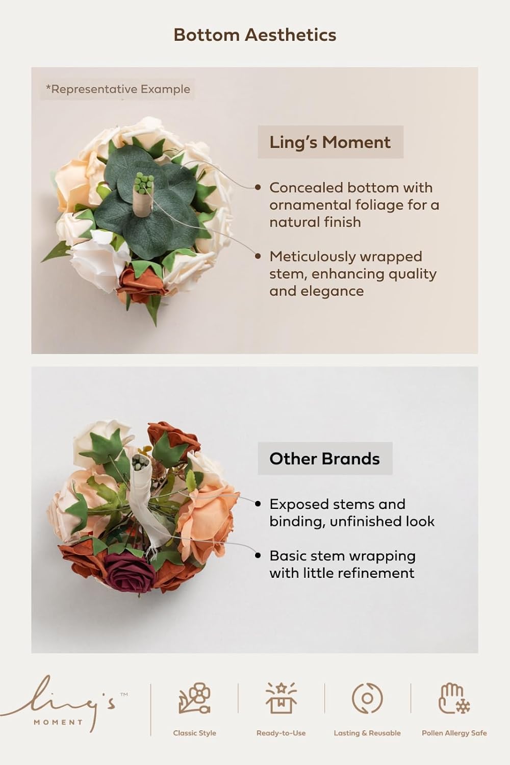 Ling's moment Artificial Flowers Marsala Red & Pink Bridesmaid Bouquet Set of 4, Wedding Flowers Bouquets for Bridesmaids, 7 Inch Bridal Bouquets for Bridesmaids, Wedding Decor, Ceremony, etc