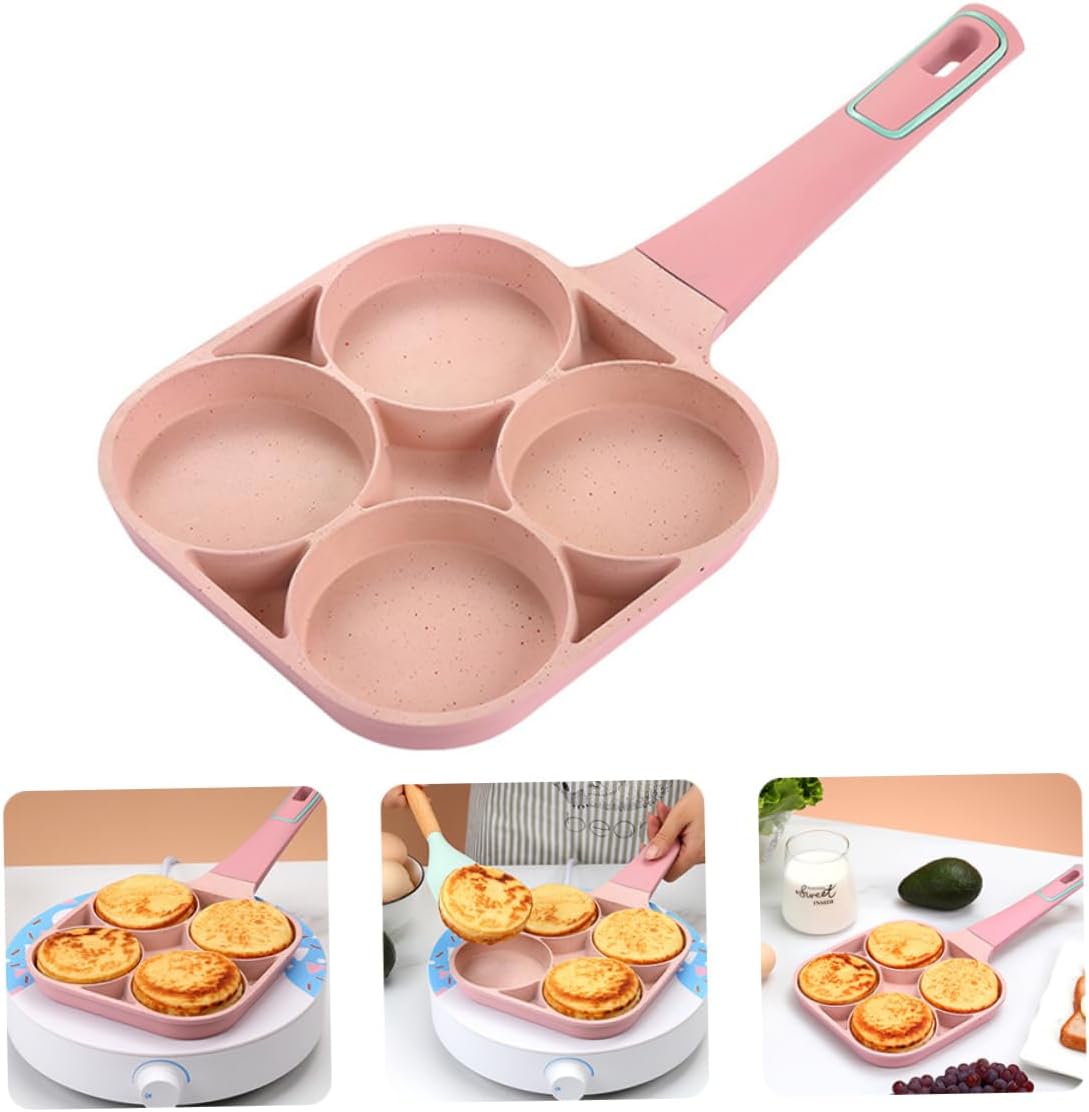 VICASKY Non Stick Egg Frying Pan with Groove Design Compact Lightweight Skillet for Even Heating and Easy Cleaning Practical Home Cooker for Breakfast and Omelette Cooking Pink
