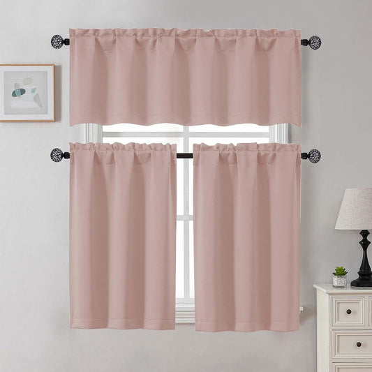Gwine Valentine's Day Blush Pink Valance for Windows, Small Blackout Valance Kitchen Curtains for Bathroom Basement, Modern Rod Pocket Thermal Insulated Window Treatment, 60" Wx14 L, 1 Piece