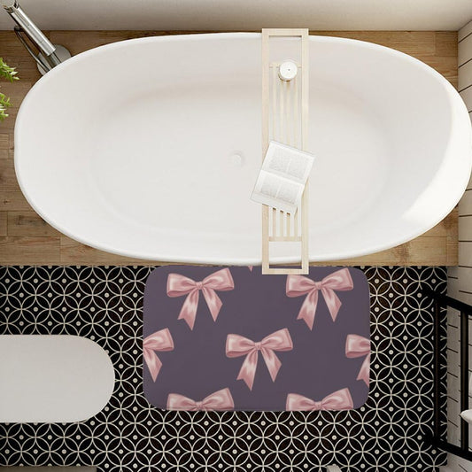Bath Rug Soft Pastel Pink Satin Bows Small Rugs for Entryway Thin Bath Mat Mats for Bathroom Supportive Water Absorption Slip Proof Vintage Bathroom Essentials New Home Pet Owners Home Decor 18X30in
