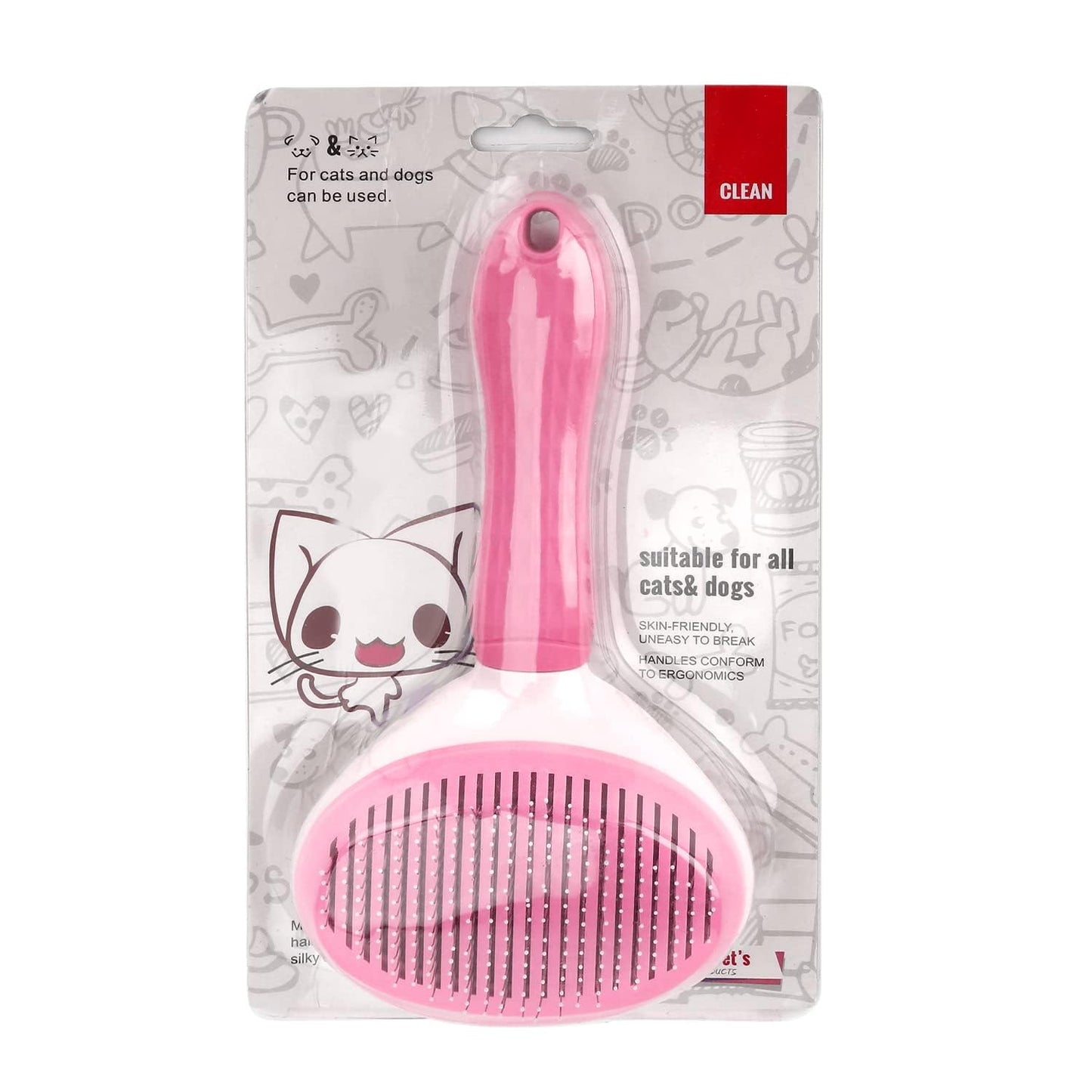 Self Cleaning Slicker Brush, Dog Cat Bunny Pet Grooming Shedding Brush - Easy to Remove Loose Undercoat, Pet Massaging Tool Suitable for Pets with Long or Short Hair Pink