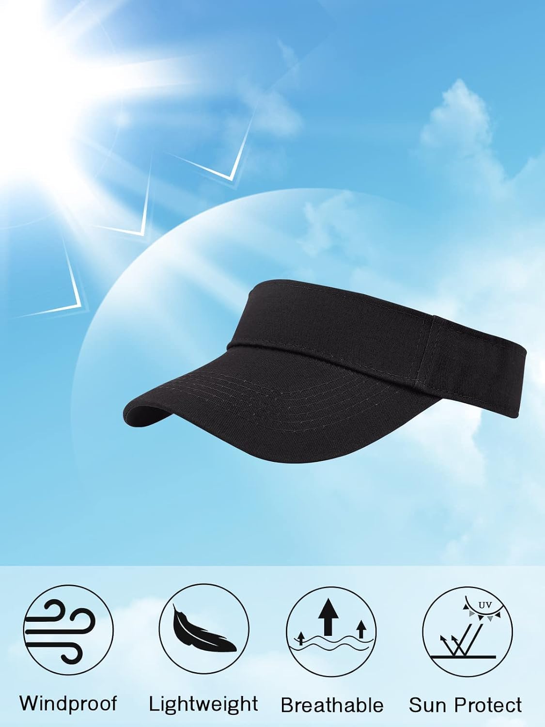 Zando Sun Visors for Women Men Unisex Tennis Golf Visor Hat Adjustable Summer Hats Sport Outdoor Visor Hat UV Protection Cap