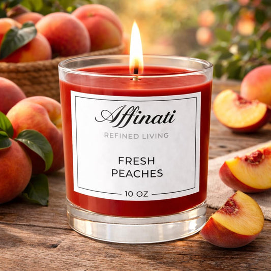 Affinati Original Scented Candle – 10 oz Soy Blend Candle, Strong Scent Throw, Long Burn Time, Clean Burning Home Fragrance, Glass Jar Candle (1, Fresh Peaches)