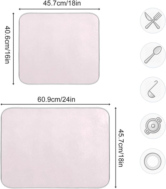 Blush Pink Small Dish Drying Mat Xl for Dishes Kitchen Accessories Counter Microfiber Dish Drainer Pad Heat Resistant Mat Decor 16x18 Inch