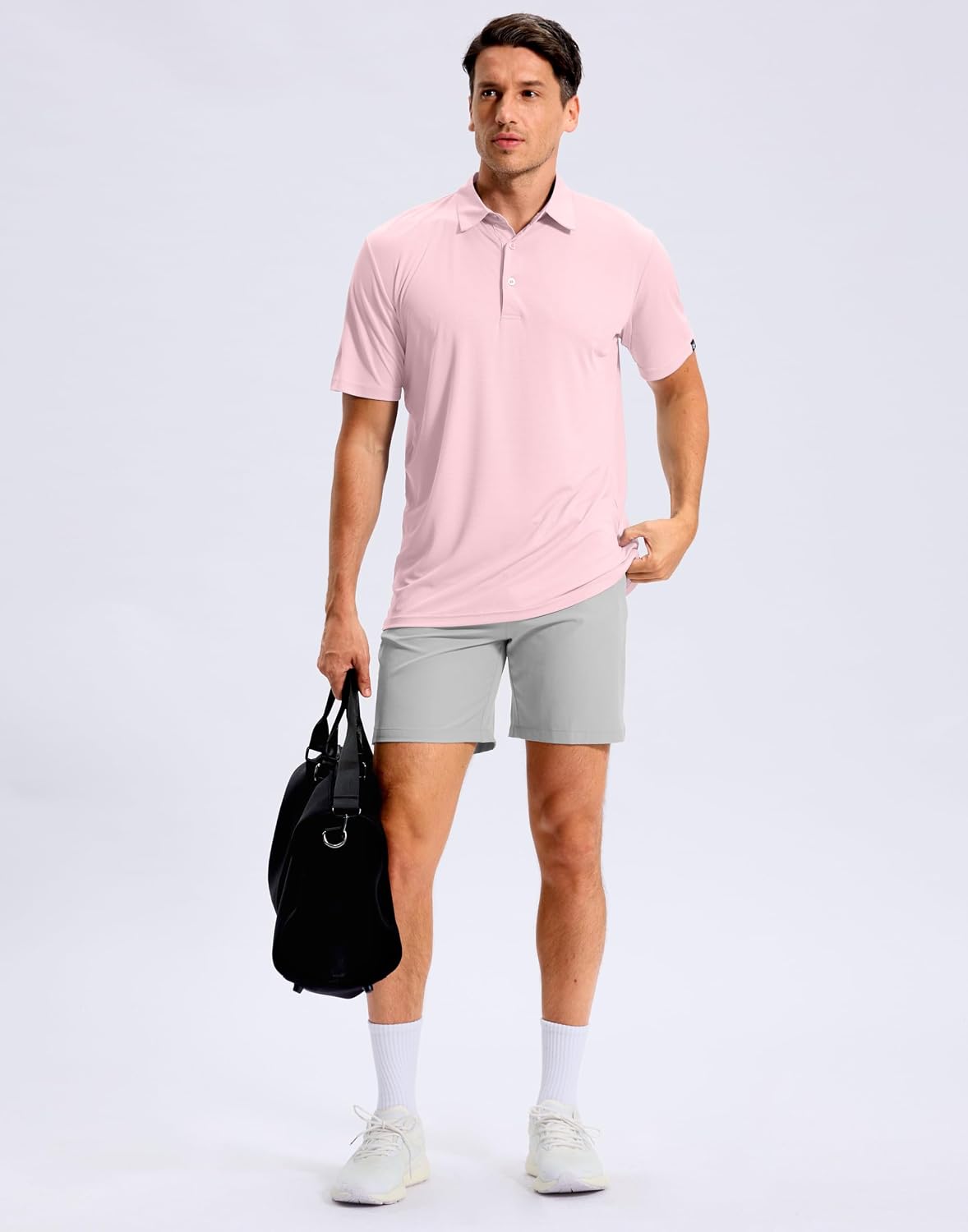 Mens Golf Shirt Grid Lightweight Short Sleeve Dry Fit Moisture Wicking Performance Athletic Collared Polo Shirts for Men