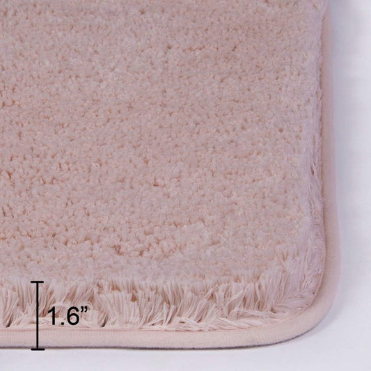 Walensee Shaggy 2 Piece Bath Rug Set (Dusty Pink) - 20 x 24 U Shape Contour & 20 x 32 Bath Mat - Machine Wash/Dry - Plush Absorbent Non Slip