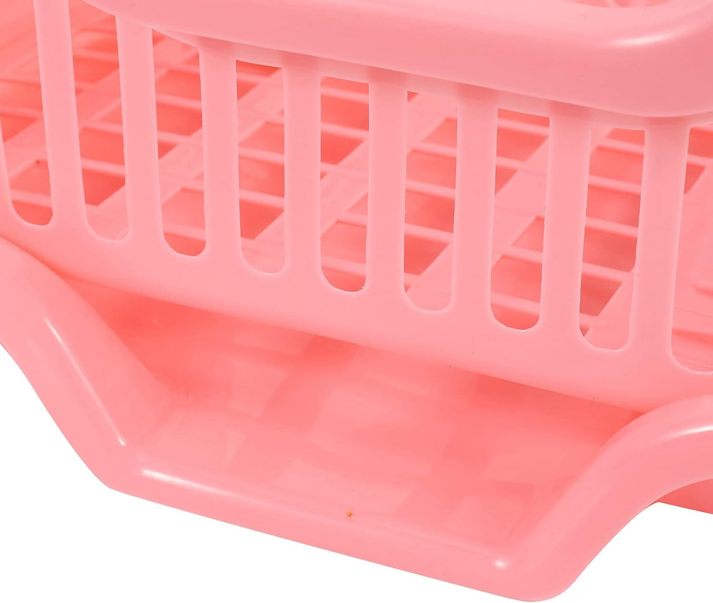 Environmental Plastic Kitchen Sink Dish Drainer Set Rack Washing Holder Basket Organizer Tray, 17.5 x 9.5 x 7INCH (Pink)
