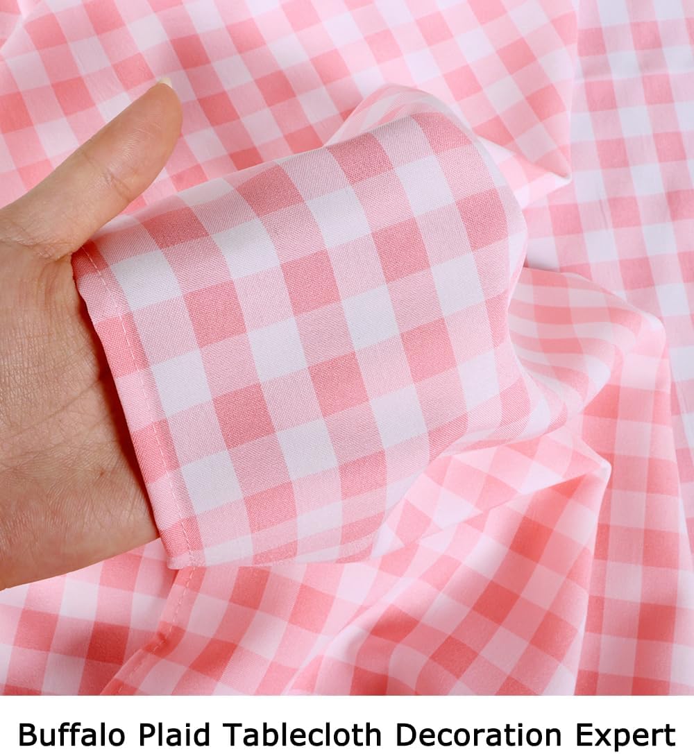 ShinyBeauty Pink and White Tablecloth - 54x108 Inch Buffalo Check Cotton Gingham Tablecloth for Rectangle Dining Table - Baby Pink Plaid Party Supplies
