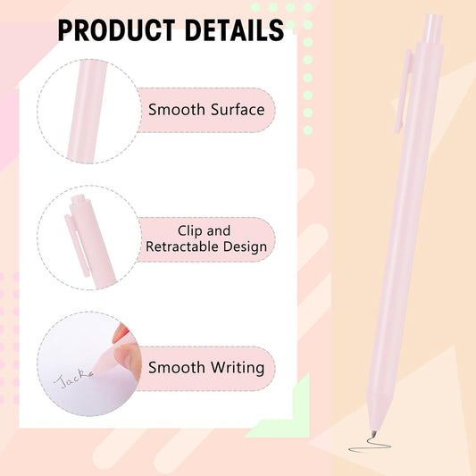 Fulmoon 50 Pcs Ballpoint Pens Bulk Retractable Comfortable Writing Pens Cute Christmas Supplies in Medium Point 1.0 mm for Teacher Office Home Baby Shower (Pale Pink,Black Ink)