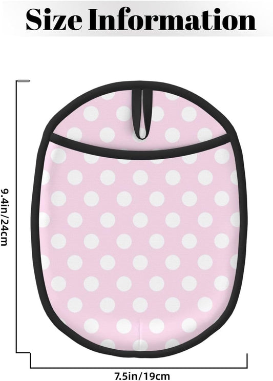Pot Holders for Kitchen - Non Slip Silicone Oven Mitts Hot Pads, Heat Resistant Pot Holders, Light Pink Polka Dot Print A Hanging Loop Potholders for Baking Kitchen with Pocket