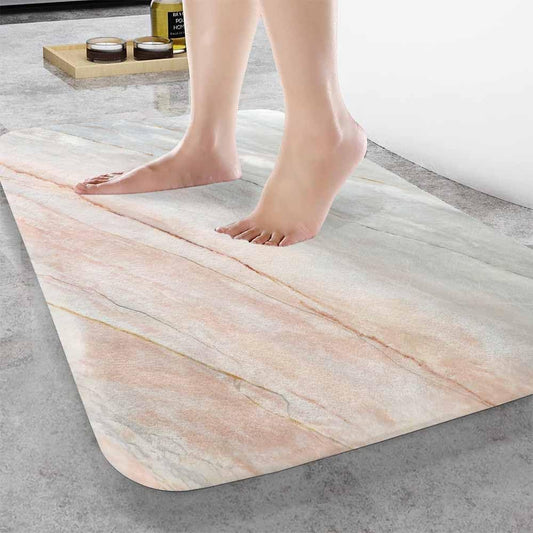 Marble Bath Mat for Bathroom Light Marble Texture Stone Rock Floor Grey Pink Bath Rugs Door Mat Non Slip Rubber Backed Bathroom Floor Mat for Bathtub Sink Shower 16"X24"