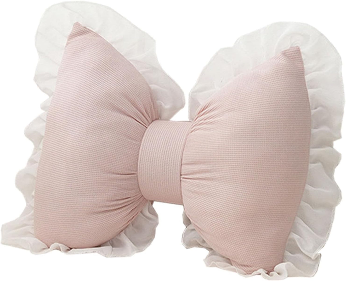 Fenteer Cute Bow Cushion, Soft Bowknot Decorative Throw Pillow, Comfortable Sofa Lumbar Pillow, Aesthetic Home Decor Bow Shaped Plush Bedside Cushion for Nursery Bed Sofa Couch, Style A Pink
