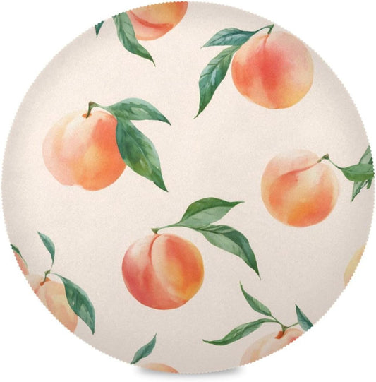 susiyo Round Placemats Set Peach Pattern 4 Pcs Fabric Table Mats for Dining Table