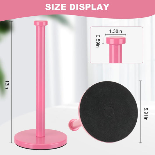 Stainless Steel Paper Towel Holder, Pink, Countertop for Kitchen & Bathroom, Standing with Weighted Base for Standard or Rolls, Brushed Brass