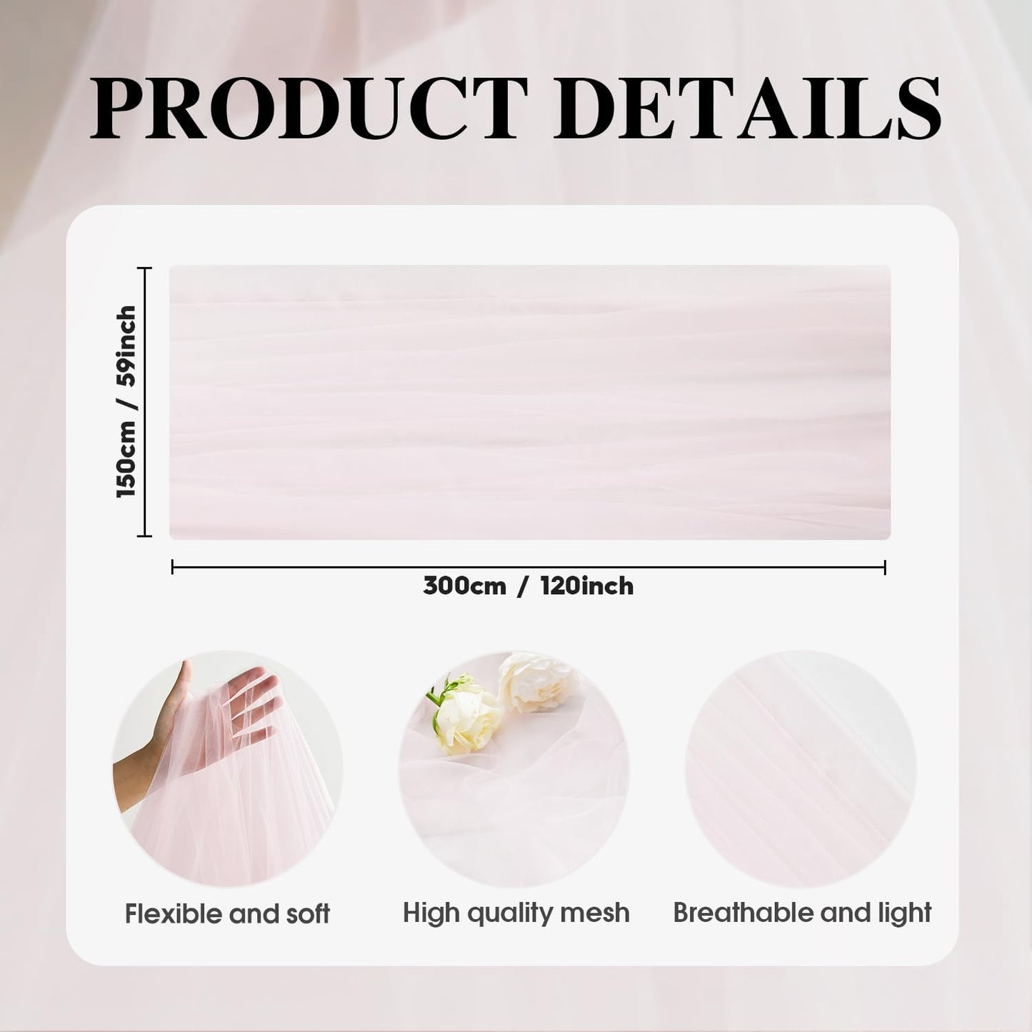 Artoid Mode Blushing Pink Gauze Table Runner 120 Inch 10FT, Seasonal Sheer Kitchen Dining Holiday Wedding Birthday Baby Shower Table Decor for Home Party