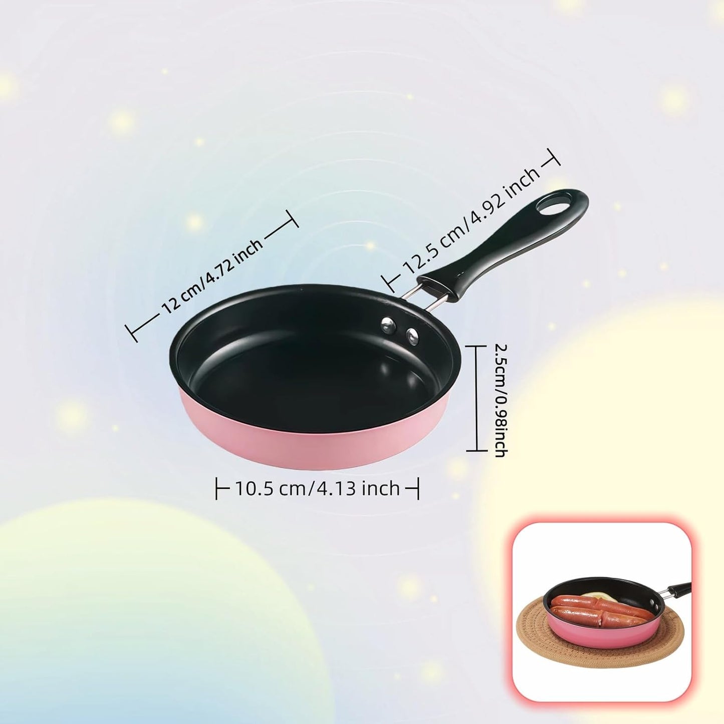 4.7 Inch Mini Non-Stick Skillet - 5-Layer Coating, Dishwasher Safe, Induction & Gas Compatible - Perfect for Camping, RV, Omelets, Pancakes & Healthy Cooking (Pink)