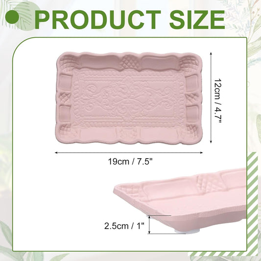 uxcell Wooden Decorative Tray, Vintage European Style Serving Tray Breakfast Platter for Candle Holder Coffee Table Dinner Bathroom Kitchen Counter Centerpiece Home Decoration, Pink