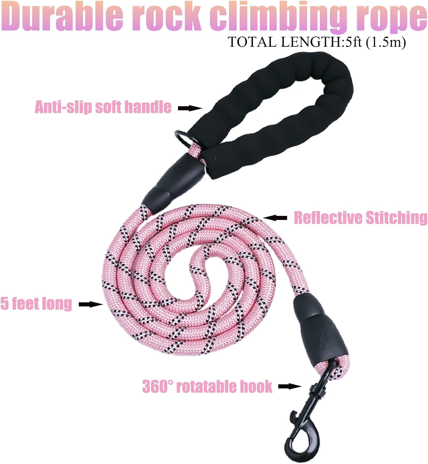 BUMBIN Tactical Dog Harness with Laesh Set,No-Pull Service Fit Smart Dog Vest with Hook & Loop Panels,Adjustable Dog Vest Harness with Handle Pink M