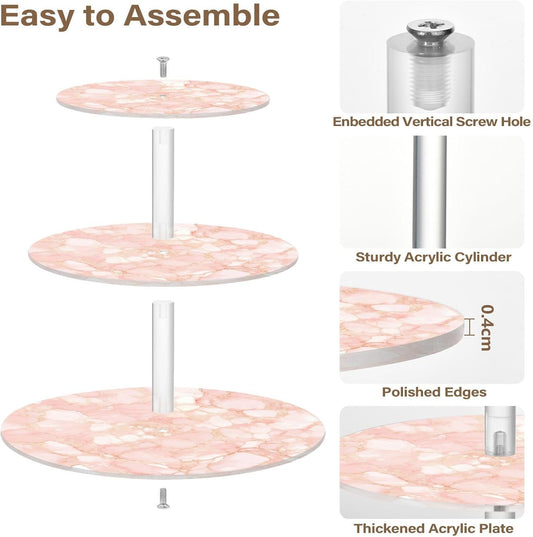 Peach Gold Irregular Marble Decorative Transparent Acrylic Tray Spill-Proof Display Stand Bathroom