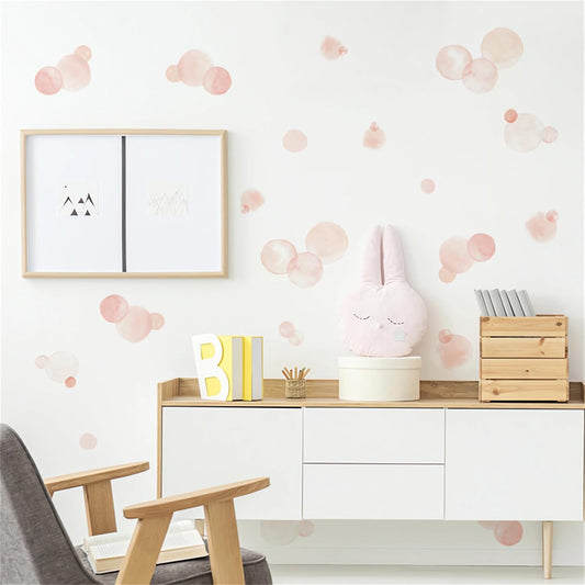Pale Pink Polka Dot Wall Stickers, sacinora DIY Circle Art Wall Decals Removable Vinyl Peel and Stick for Nursery Kids Baby Closet Refrigerator Living Room Children's Room Bedroom Playroom Decoration