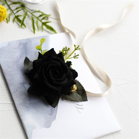Corsage and Boutonniere Set White Pink Rose Wedding Wrist Corsage Boutonniere for Men Bride Bridesmaid Wedding Party Prom Anniversary Photography