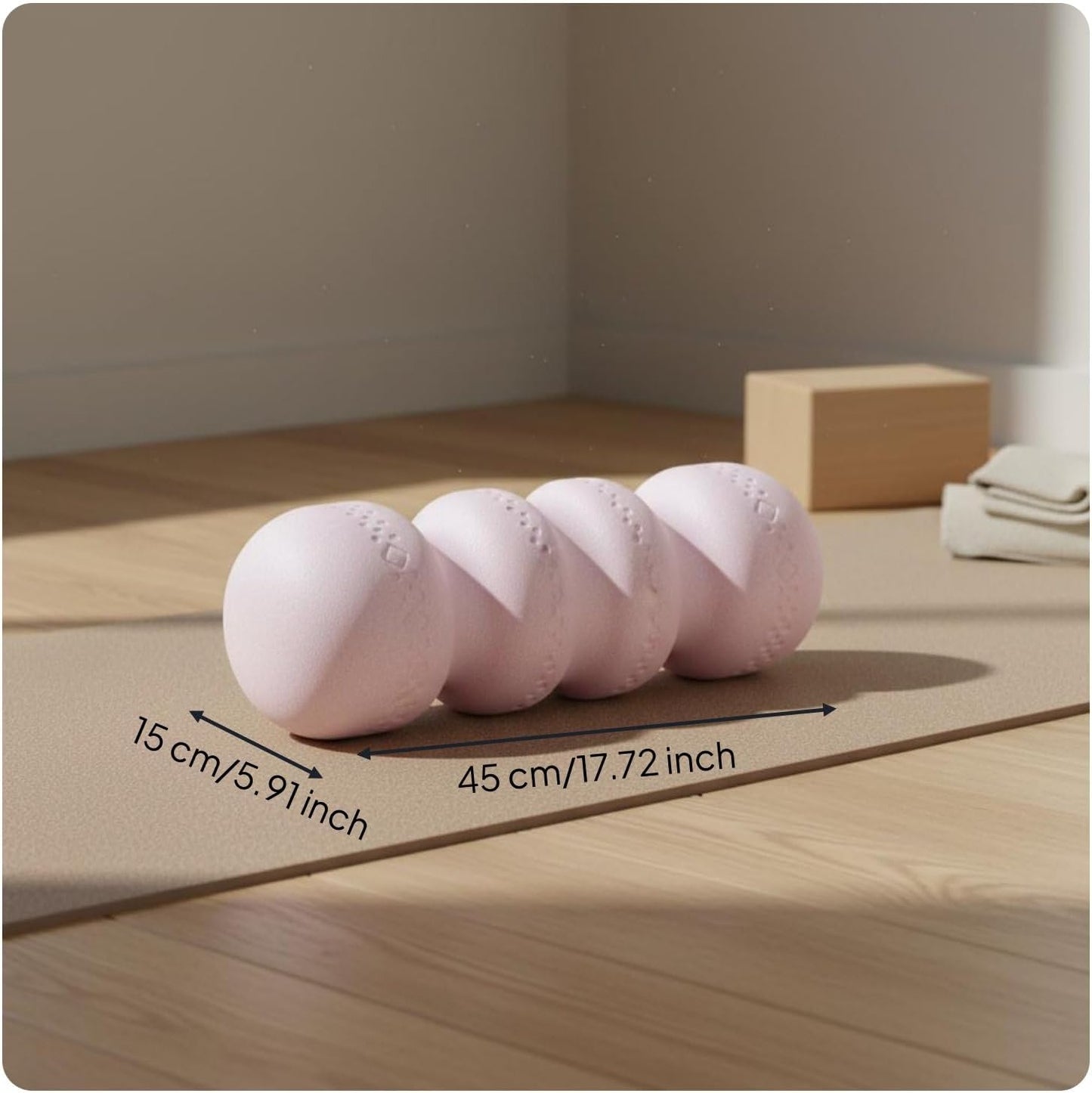 Wavy Foam Roller Deep Tissue Massage Expanded Polypropylene Foam Roller Lightweight Stretching Column for Athletes, Runners, Home Gym, Post-Workout, Pink, Hardness 55