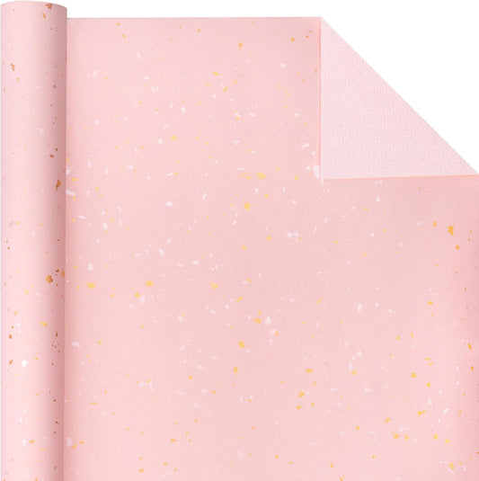 WRAPAHOLIC Pink Wrapping Paper Roll - Mini Roll - 17 Inch x 16.5 Feet - Pink Gold Design with Silky Touch Perfect for Birthday, Wedding, Baby Shower, Bridal Shower