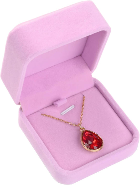 Velvet Necklace Pendant Gift Box Jewelry Box Jewelry Display 2.8 x 2.8 x 1.6 inches (Pink)
