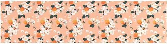 Cute Serviceberry Fruit Peach Table Runner Boho Wedding Ceremony Decorations 18x72in Reusable Green Table Runner