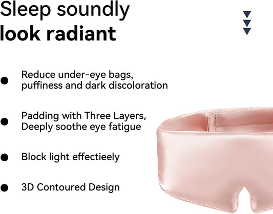 3D Silk Sleep Mask, Ultra Light and Soft Eye Mask for Side Sleeper, 22 Momme Mulberry Silk Eye Cover for Women and Men (Pale Pink)