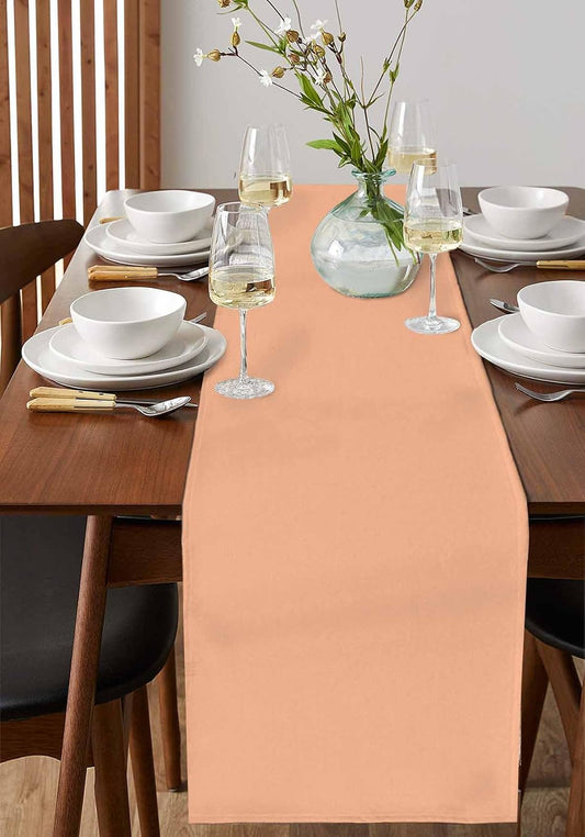 Peach Fuzz Table Runners 108 Inches Long, Cotton Linen Fabric Table Runner Dresser Scarf, Pure Peach Tone Solid Color Simple Minimalism Art Tablerunner for Party/Kitchen/Dinner/Wedding 13''x108''