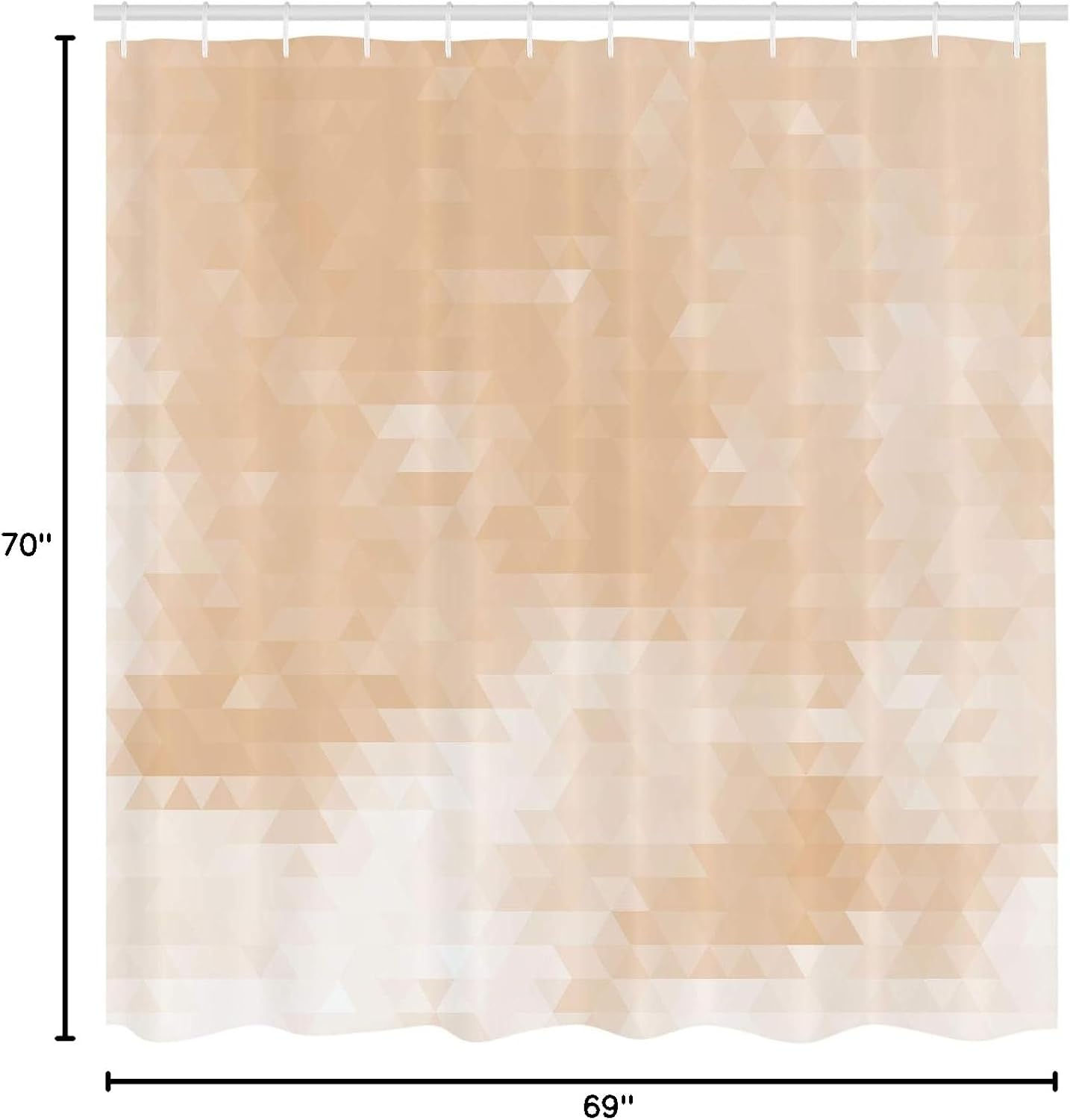 Ambesonne Contemporary Shower Curtain, Geometric Abstract Pattern with Triangles Ombre Inspired Illustration, Cloth Fabric Bathroom Decor Set with Hooks, 69" W x 70" L, Pale Peach