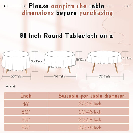 1 Pack 90 Inch Round Satin Tablecloth Rose Gold Satin Table Cover, Overlay Silky Tablecloth Dining Table Cloths for Wedding, Party, Banquet, Events, Reception, Dinner