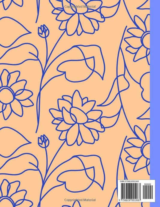 Composition Notebook: Blue Peach Pastel Art Flower Cover Design Journal Diary for Journaling to Write In, 8.5x11” 120 pages Blank Lined College Ruled ... Students, Teachers, Women, Men, College