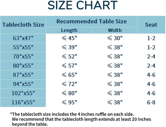 JadeRich Solid Color Ruffled Tablecloth Cotton Rectangular Square Table Cover Decoration for Kitchen Dinning