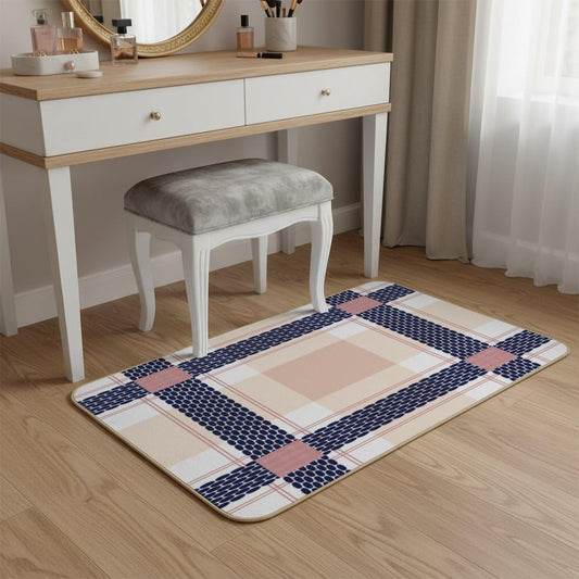 Bath Mat Pink Check Anti Slip Quick Drying Door Rugs Bath Rug for Bathroom Shower Kitchen 24 × 16 Inch Gift for Housewarming Friends Family