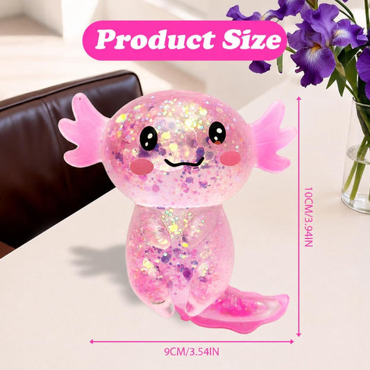 Axolotl Squishy Stress Ball, Soft TPR Slow Rising Squeeze Toy, Cute Axolotl Fidget Toy for Stress Relief, Anxiety Calming Sensory Toy for Kids Adults(Pink Long Tail Axolotl)