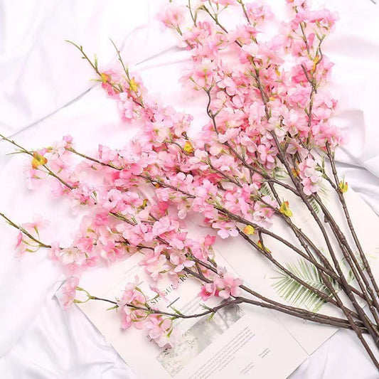 Artificial Cherry Blossom Flowers Pink Silk Peach Bulk Faux Spring Branches Arrangement Cherry Flowers Stems 4Pcs for Indoor Outdoor Wedding Table Home Dining Decor Floor vase