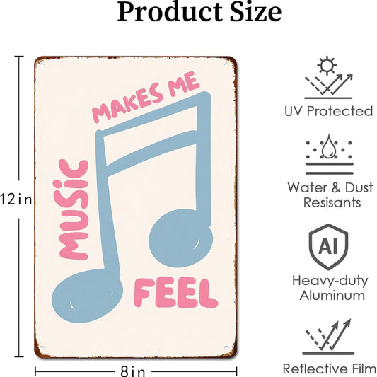 Music Signs Pastel Pink And Baby Blue Metal Sign Trendy Retro Aesthetic Coquette Girly Dorm 8*12 Inch Posters For Home Office Kitchen Garage Man Cave Wall Decor As A Focal Point That Attracts Attention Artwork