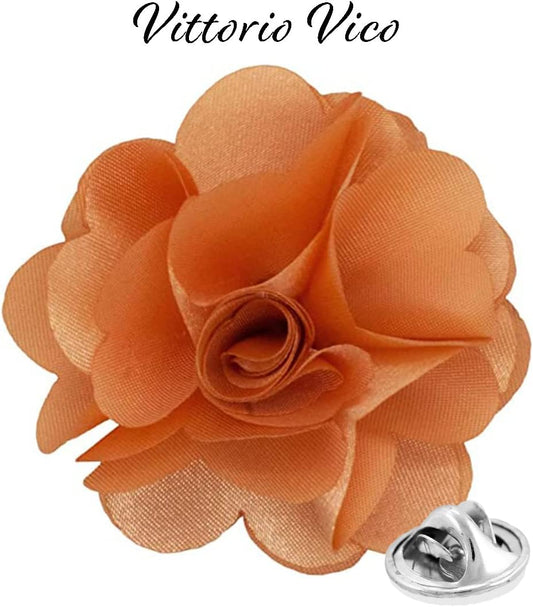 Premium Men's Formal Solid Color Flower Lapel Pin - Boutonniere for Men, Brooch Pin