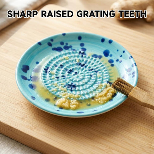 Premium Ceramic Garlic Grater Plate,Multifunctional Grater Plate For Fruit and Vegetable Puree,Hand-Painted Splatter Pattern- For Cheese Garlic, Ginger, Chocolate (PINK, 4.7In)